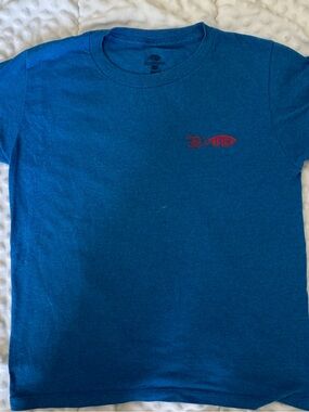 AFTCO Blue Short Sleeve Tee with Red Logo
